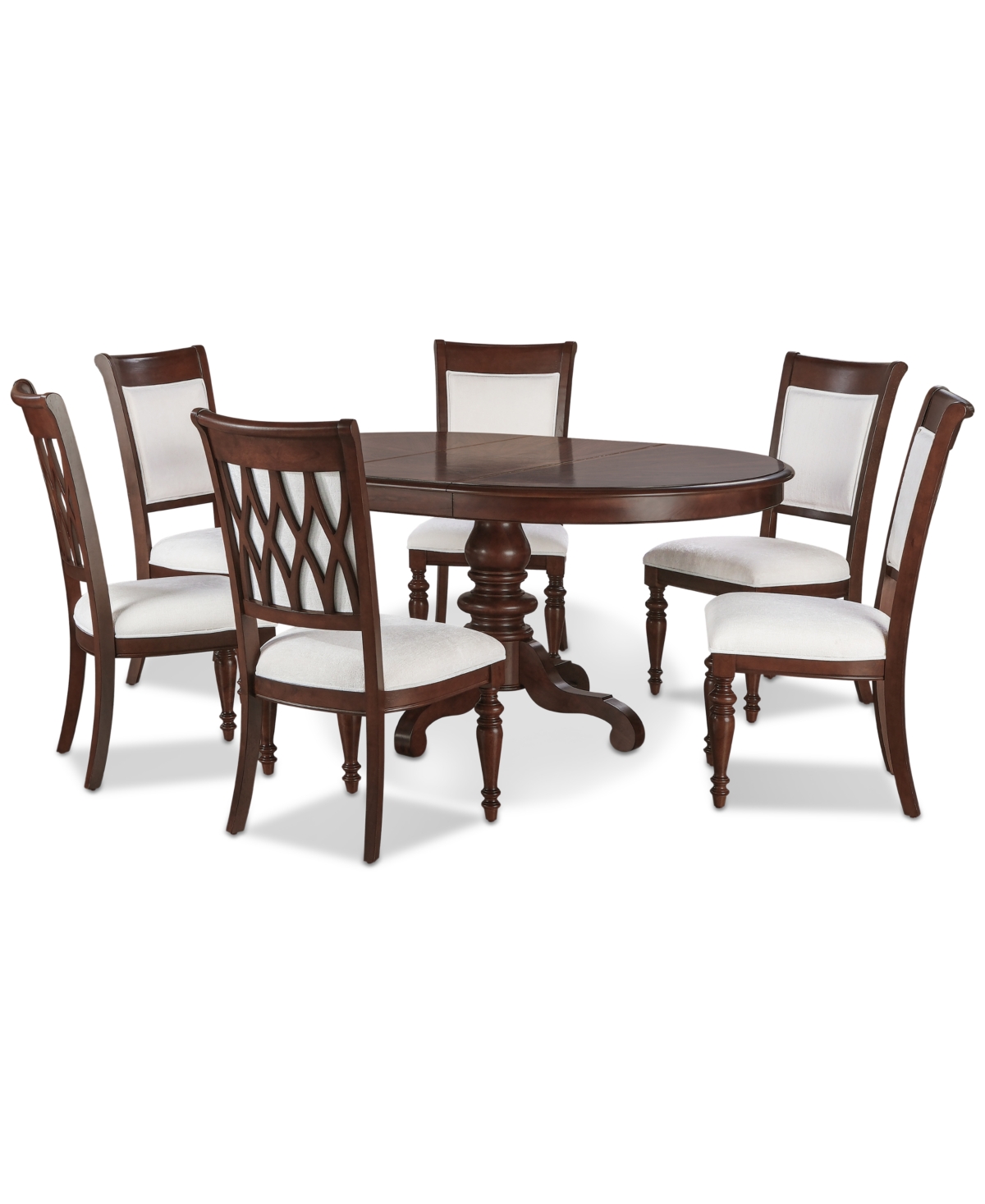 Macy's Daria 7-pc. Dining Set (round Table & 6 Upholstered Back Side Chairs), Created For  In Brown