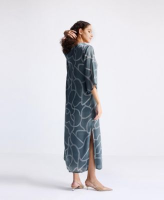 Women's Maxi Dress with Side Slits in Mosaic