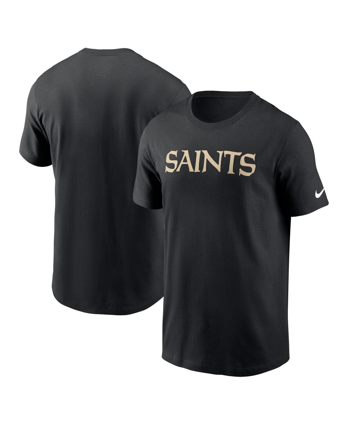 Nike Men's Black New Orleans Saints Primetime Wordmark Essential T-shirt In Black