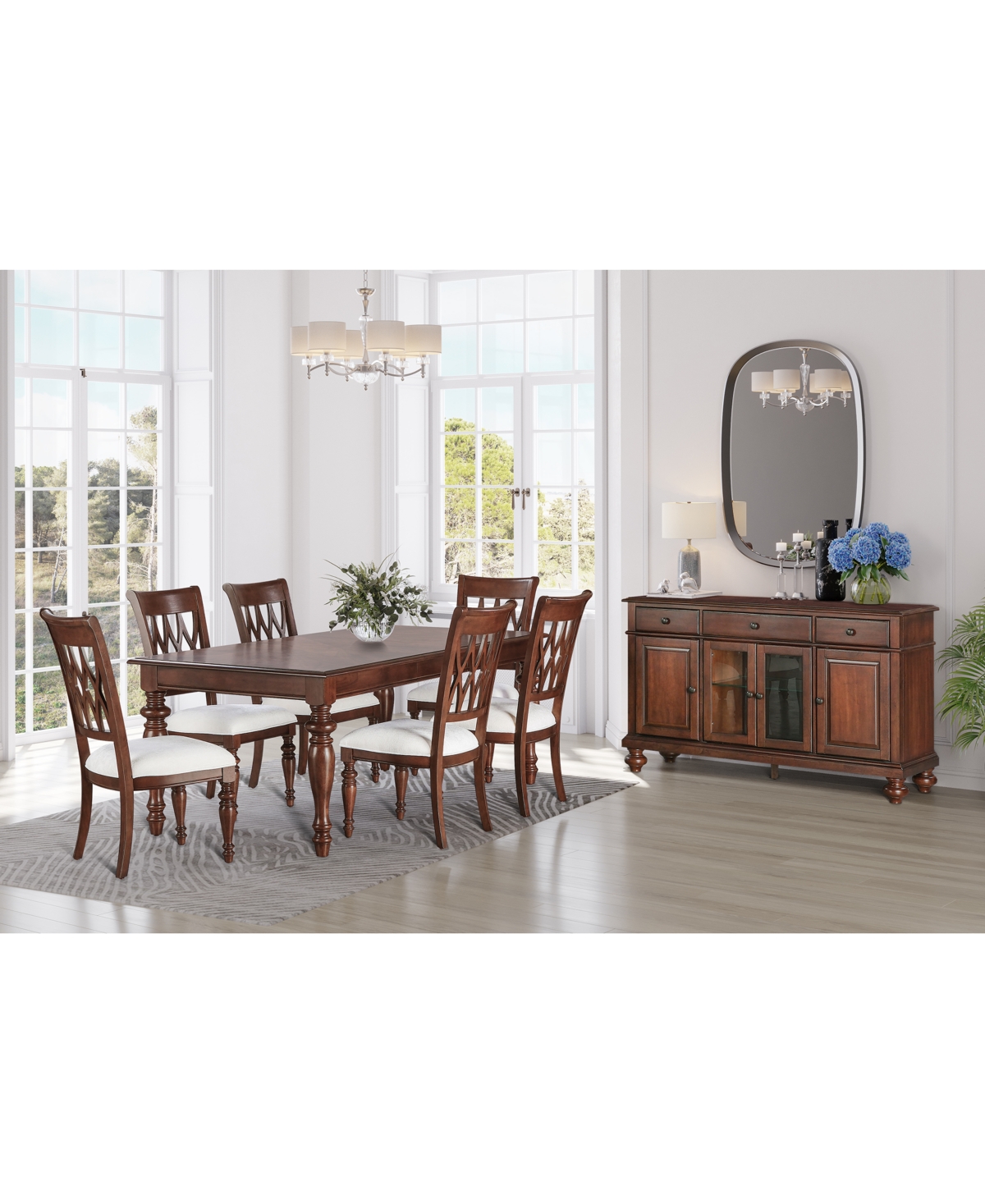 Macy's Daria 7-pc. Dining Set (rectangular Table & 6 Upholstered Back Side Chairs), Created For  In Brown
