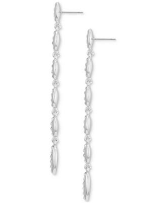 Gold-Tone Pav&eacute; Oval Linear Drop Earrings