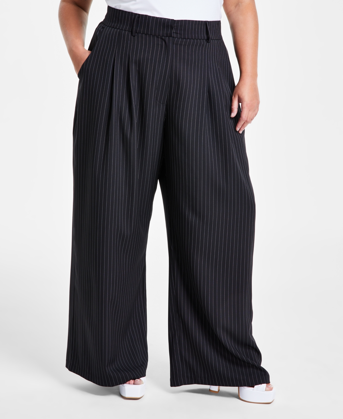 Bar Iii Trendy Plus Sized Wide-Leg Pants, Created for Macy's