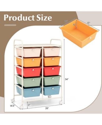 10-Drawer Storage Cart Utility Rolling Trolley Kitchen Organizer