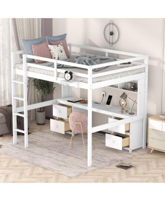 Loft Bed with Desk, and Charging Station