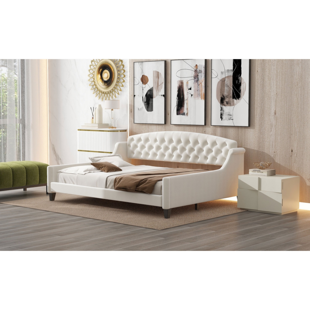Streamdale Furniture Modern Luxury Tufted Button Daybed, -khaki