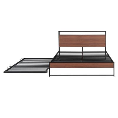 Streamdale Queen Metal Platform Bed w/ Trundle, USBs