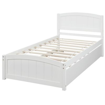 Twin Size Wooden Platform Bed With Trundle