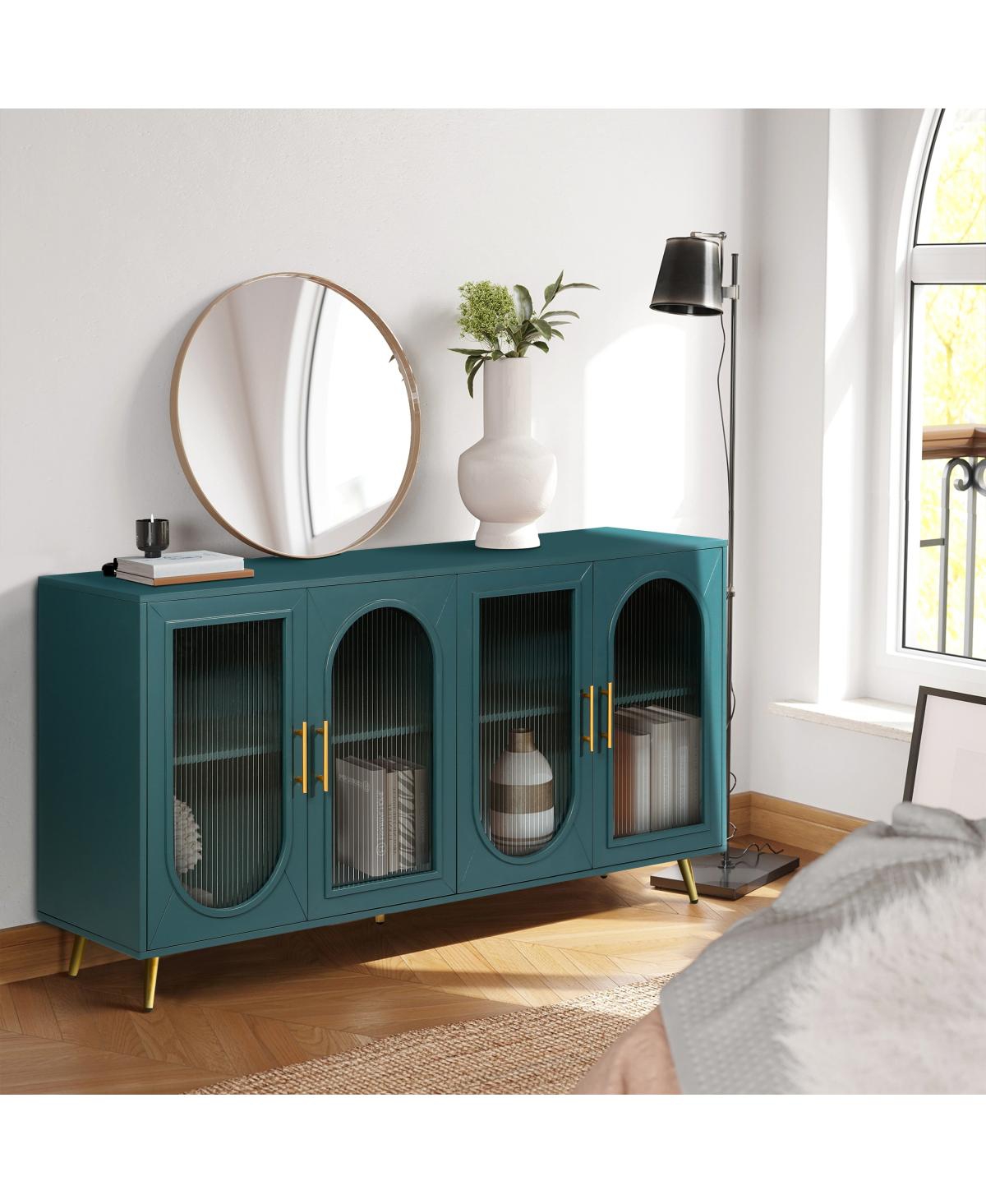 Simplie Fun 65+ Inch Wood Tv Stand with Storage Cabinet & Shelves