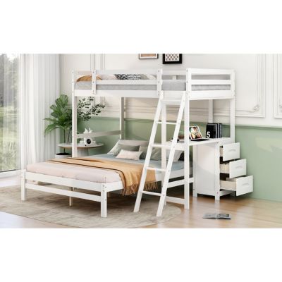 Streamdale Twin Over Full Bunk Bed With Built-In Desk And Three Drawers