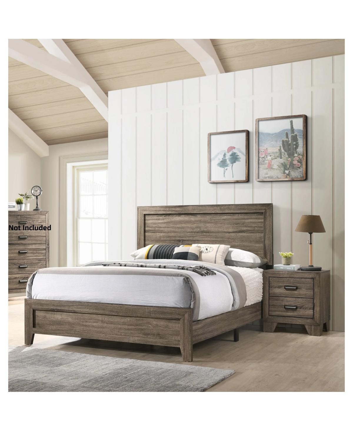 Streamdale Furniture Piece Transitional 2-Drawer Nightstand With Metal Hardware RusticFinish Bedroom Furniture - Gray