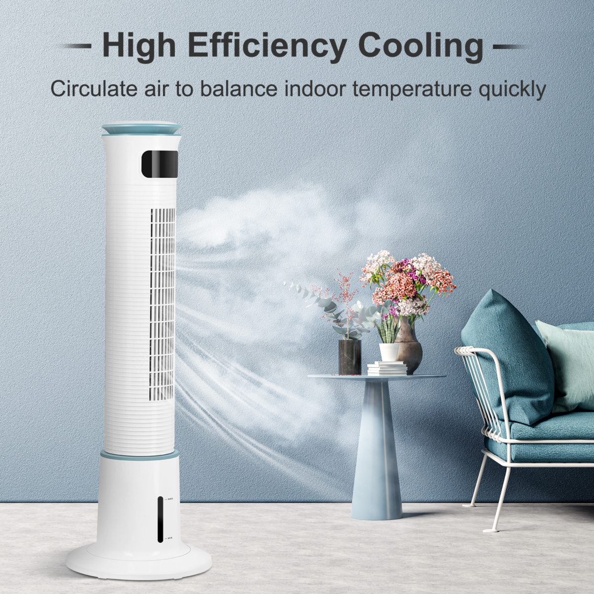 Streamdale Furniture Simple Deluxe Mist Tower Fan, 12 Speeds & 3 Modes Settings Standing Fan, 15 Hour Timing