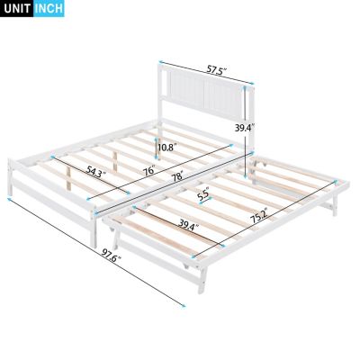 Streamdale Full Size Platform Bed With Adjustable Trundle