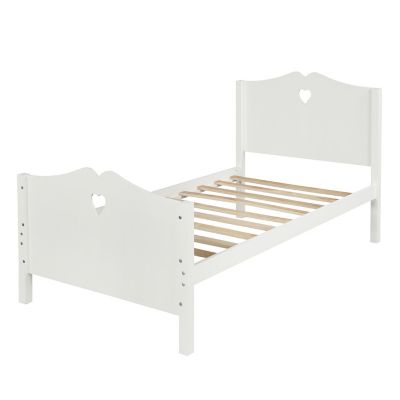Streamdale Twin Bed Frame with Wood Slats, Headboard, and Footboard