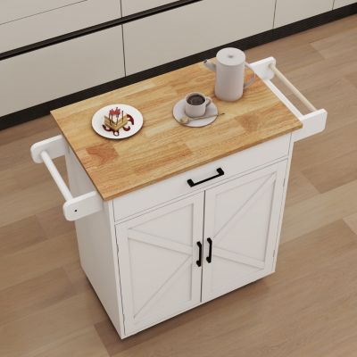 Rolling Kitchen Trolley Cart with Shelves & Towel Rack