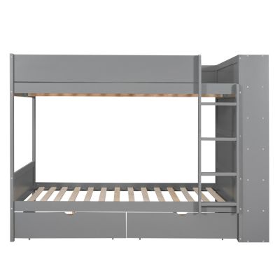Streamdale Full Over Full Bunk Bed With 2 Drawers And Multilayer Cabinet