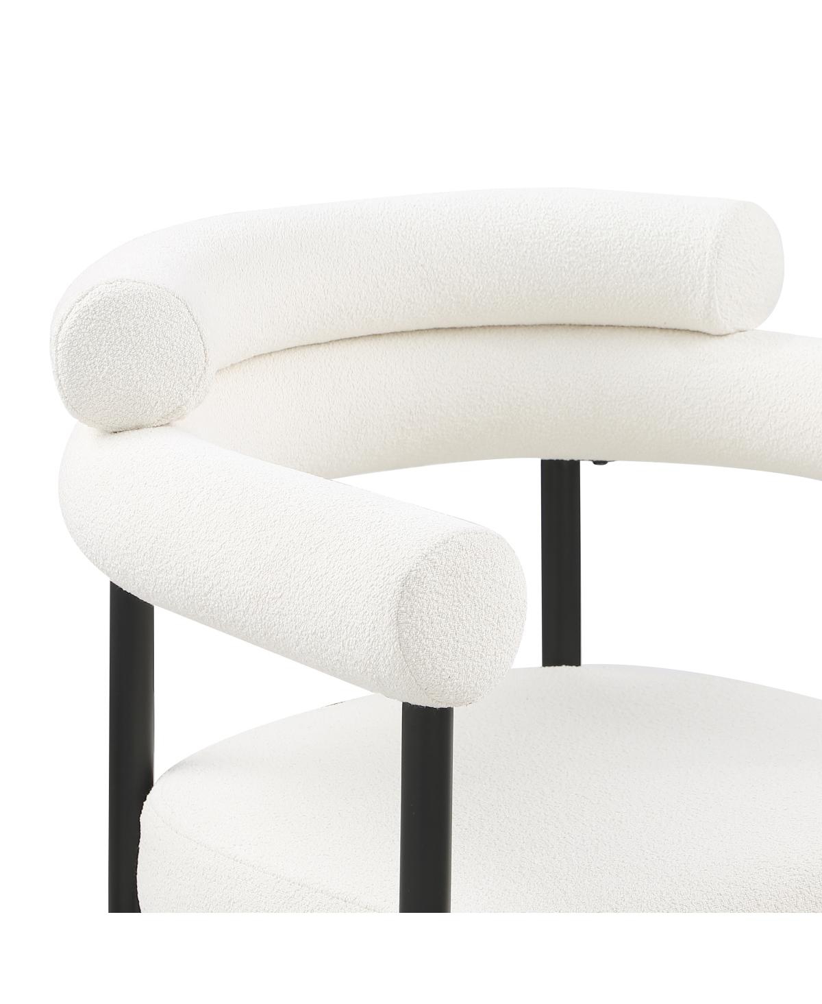 Streamdale Furniture Mid Century Dining Chairs Set with Boucle Backrest - White+black
