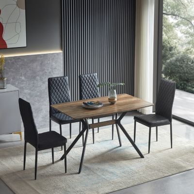  MDF Dining Table with Black Metal Legs