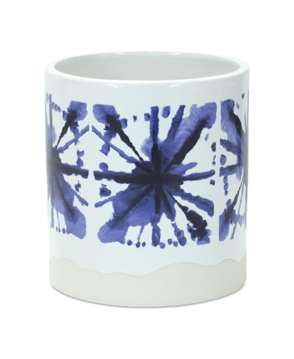 Slickblue Tie-dye Decorative Print Ceramic Pot (Set of 2) - Blue