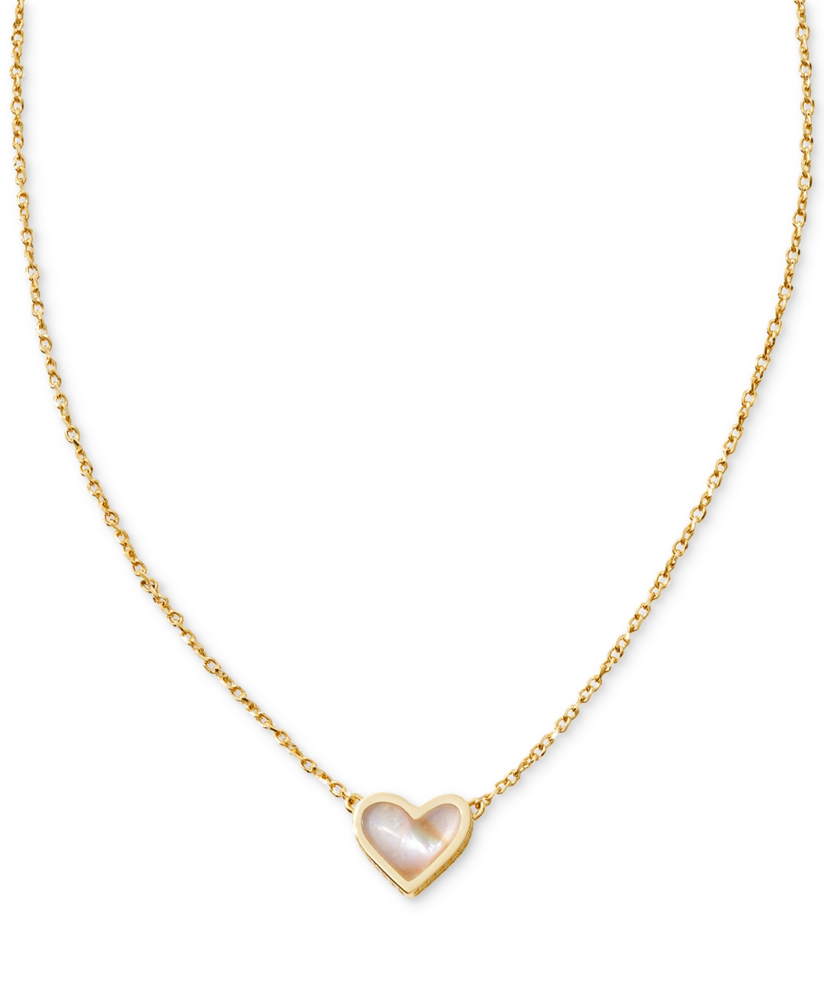 Kendra Scott Gold-tone Framed Ari Heart Short Pendant 19" Necklace In Gold Iride