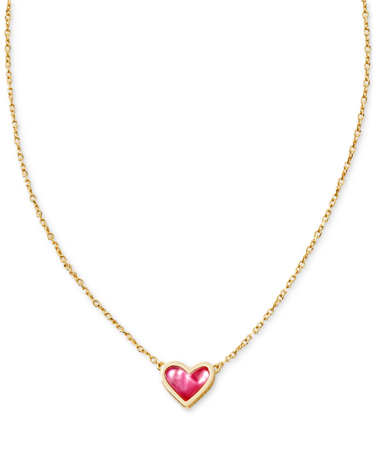 Kendra Scott Gold-tone Framed Ari Heart Short Pendant 19" Necklace In Gold Azale