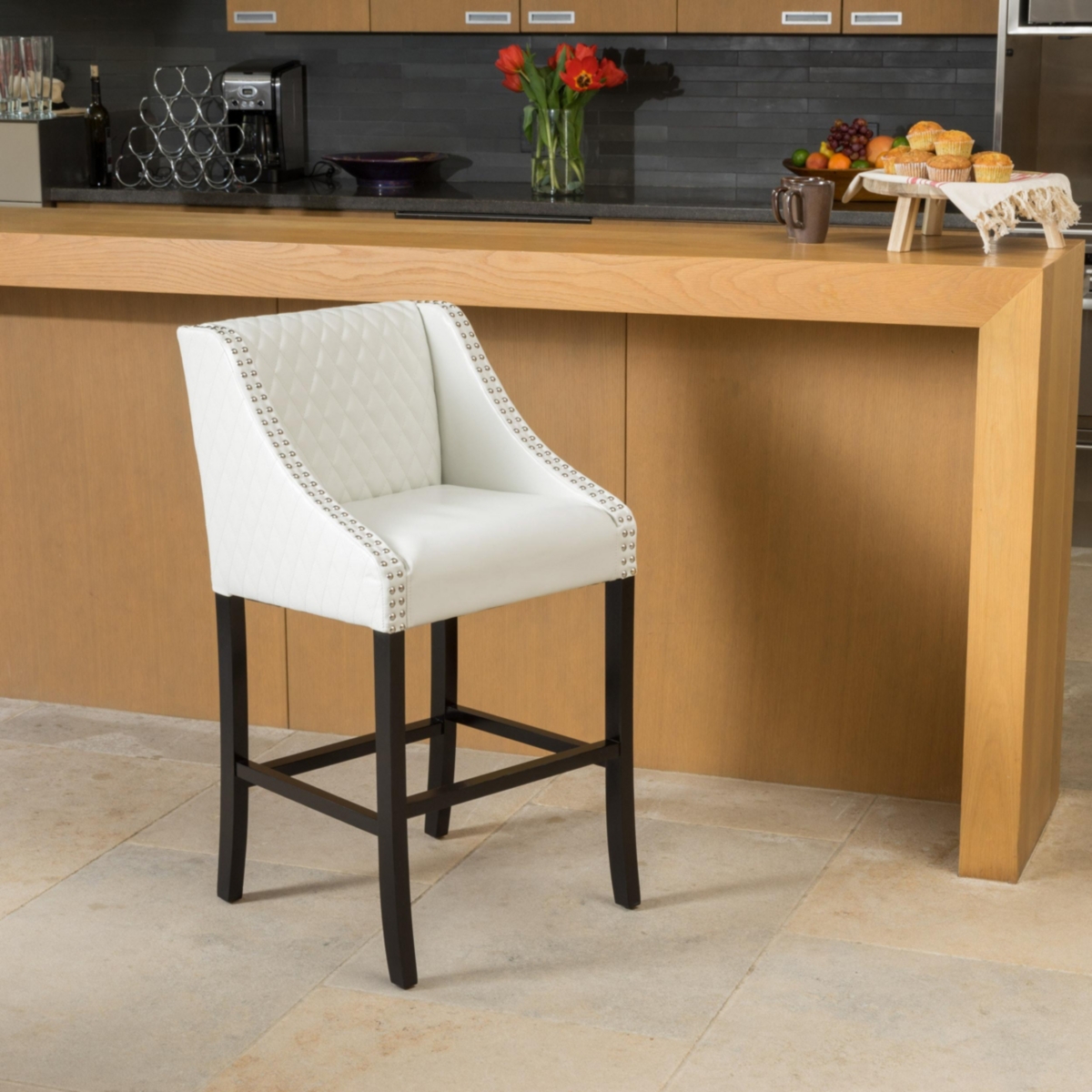 Streamdale Filton Ivory Quilted Stools Transitional Elegance and Comfort
