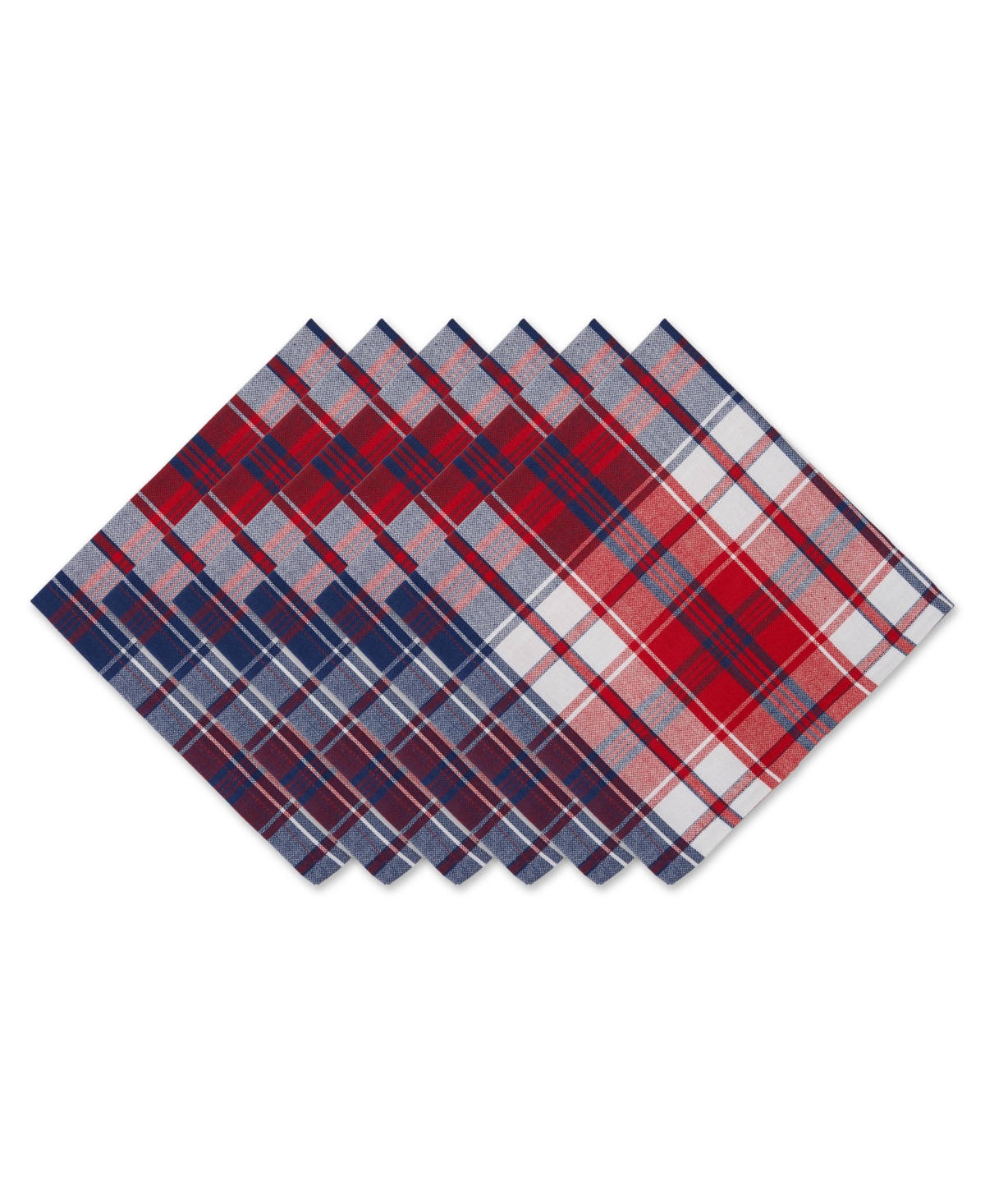 Design Imports Americana Plaid Napkin Set of 6 - White Blue Check