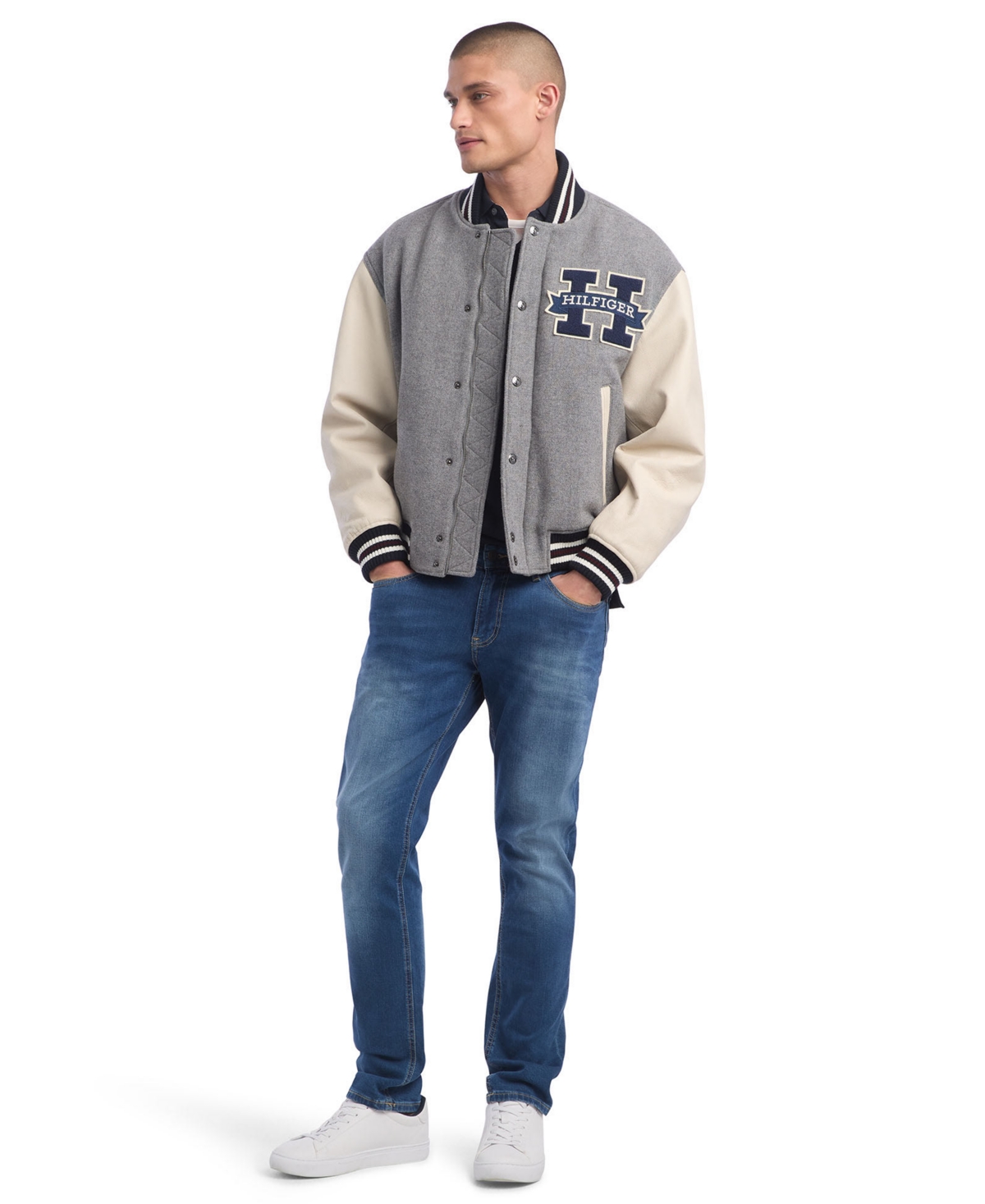 Tommy Hilfiger Men's Leather Varsity Jacket