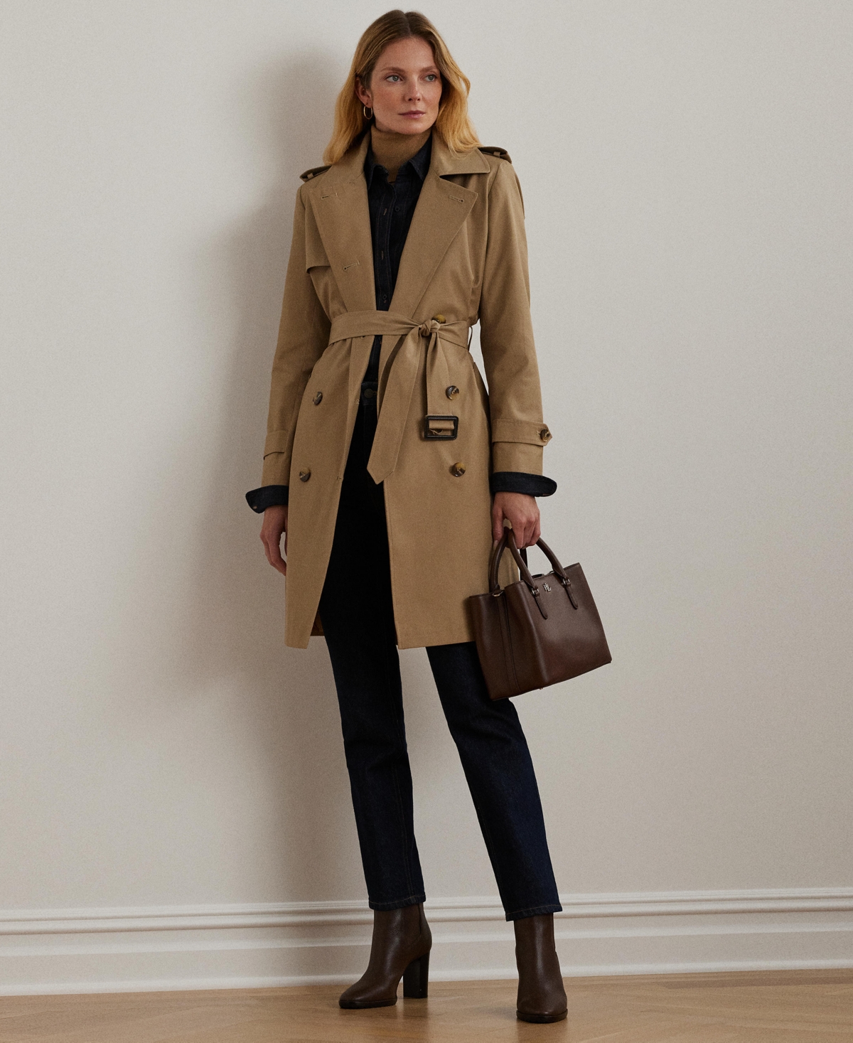 Lauren Ralph Lauren Women s Belted Water resistant Trench Coat In Sand ModeSens
