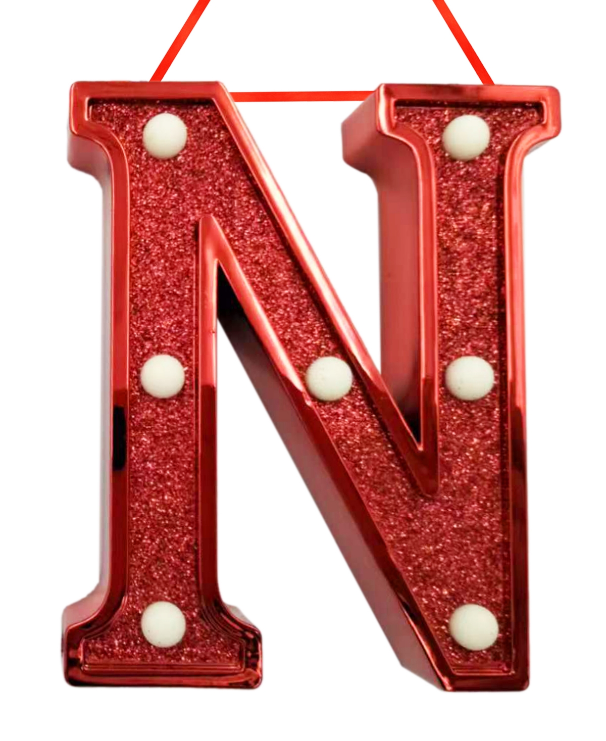 Ganz Light Up Initial Red Glitter Ornament In Red