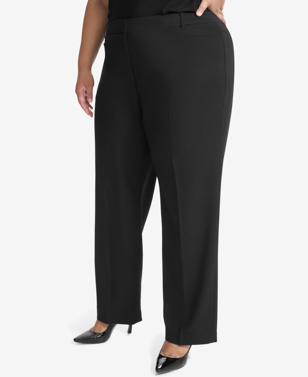 Dkny Plus Size Modern-fit Pants In Black