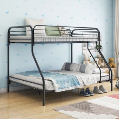 Heavy Duty Twin/Full Bunk Bed, Easy Assembly with Guardrail