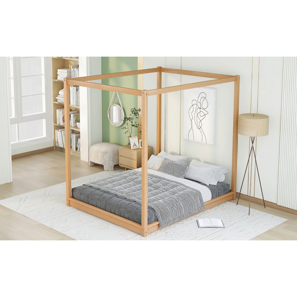 Streamdale Queen Canopy Platform Bed With Support Legs