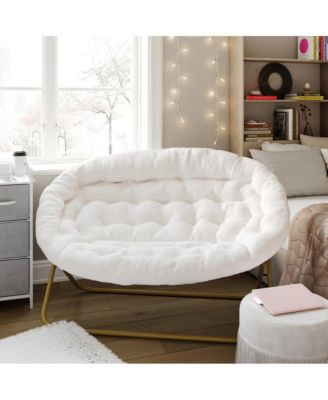 EMMA + OLIVER Double Steel Janey Folding Saucer Chair and Ottoman