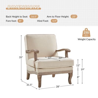 Rinaldo Wooden Upholstered Armchair with Wooden Legs