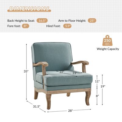 Rinaldo Wooden Upholstered Armchair with Wooden Legs