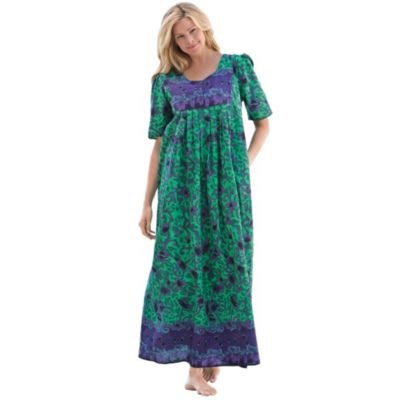 Petite Plus Only Necessities Bib-Front Short Sleeve Maxi Lounger