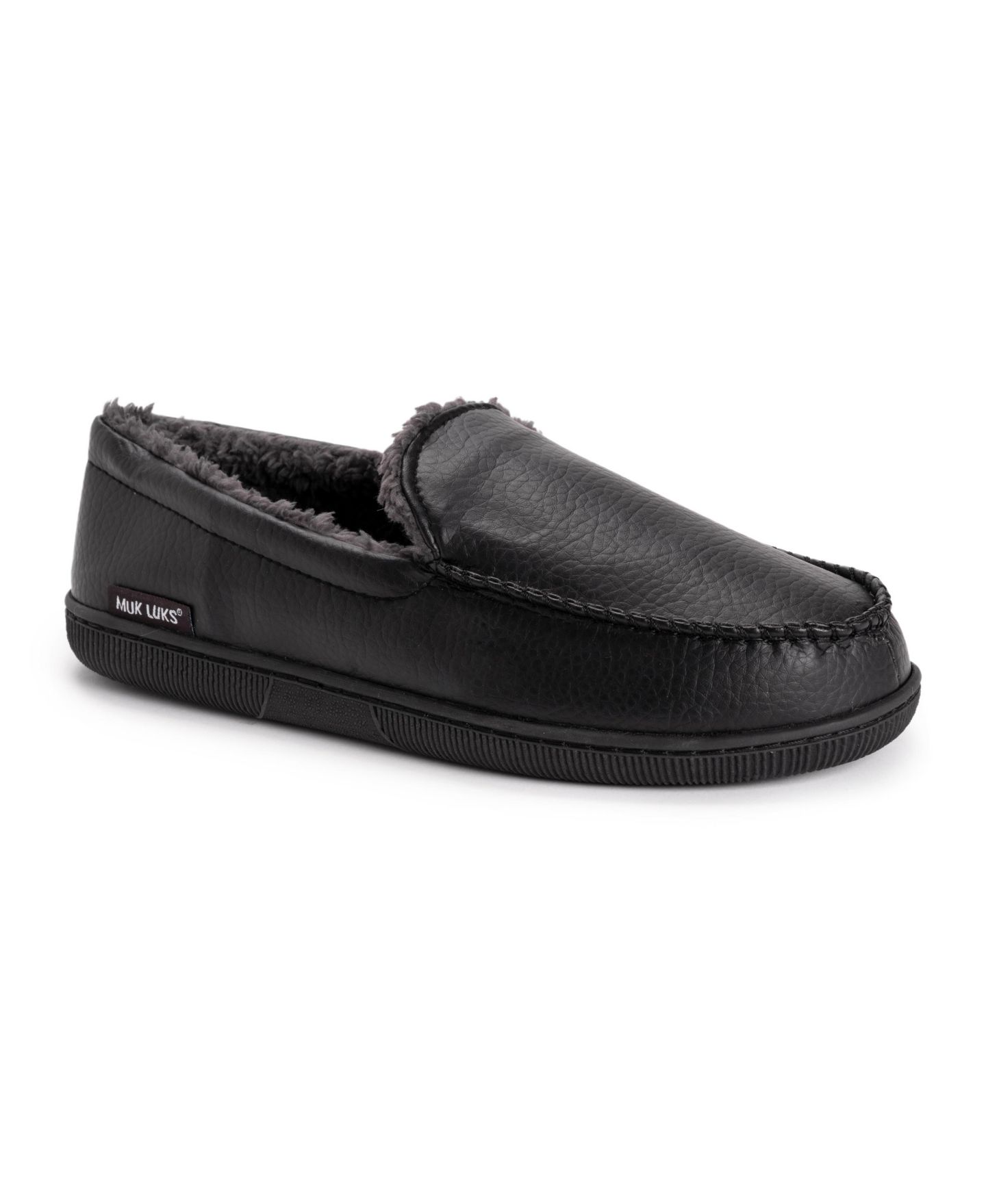 Мужские тапочки MUK LUKS Moccasin Slippers, цвет: Чёрный — фото 1