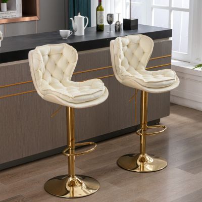 Adjustable Swivel Bar Stools with Chrome Base (Set of 2)