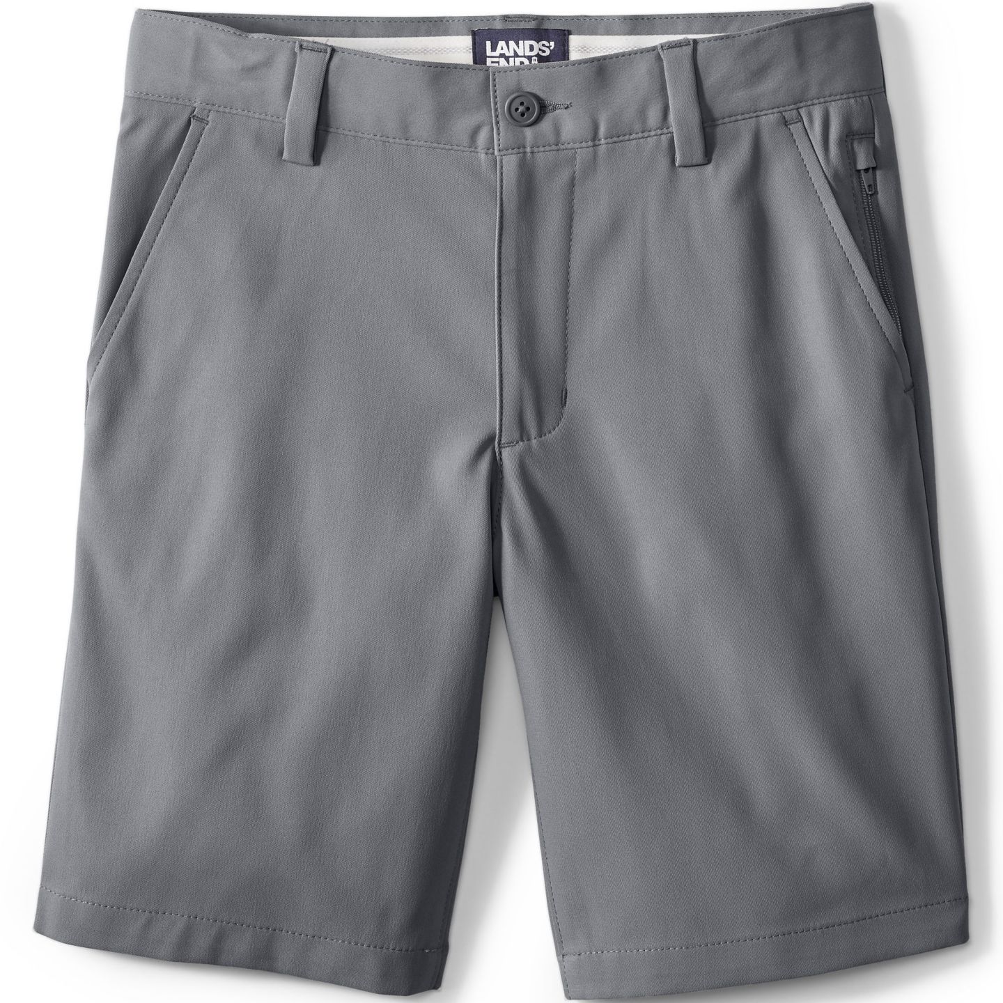 Шорты Lands' End Classic Active Performance Chino Shorts для мальчиков, цвет: Серый — фото 2