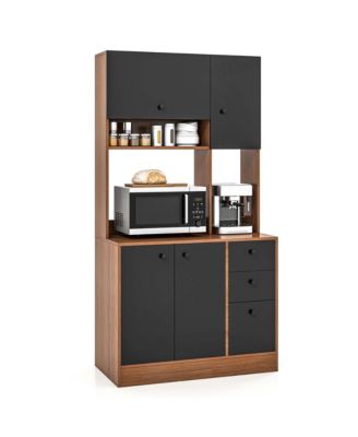 71" MDF Freestanding Kitchen Pantry Hutch Storage Cabinet with 4 Doors