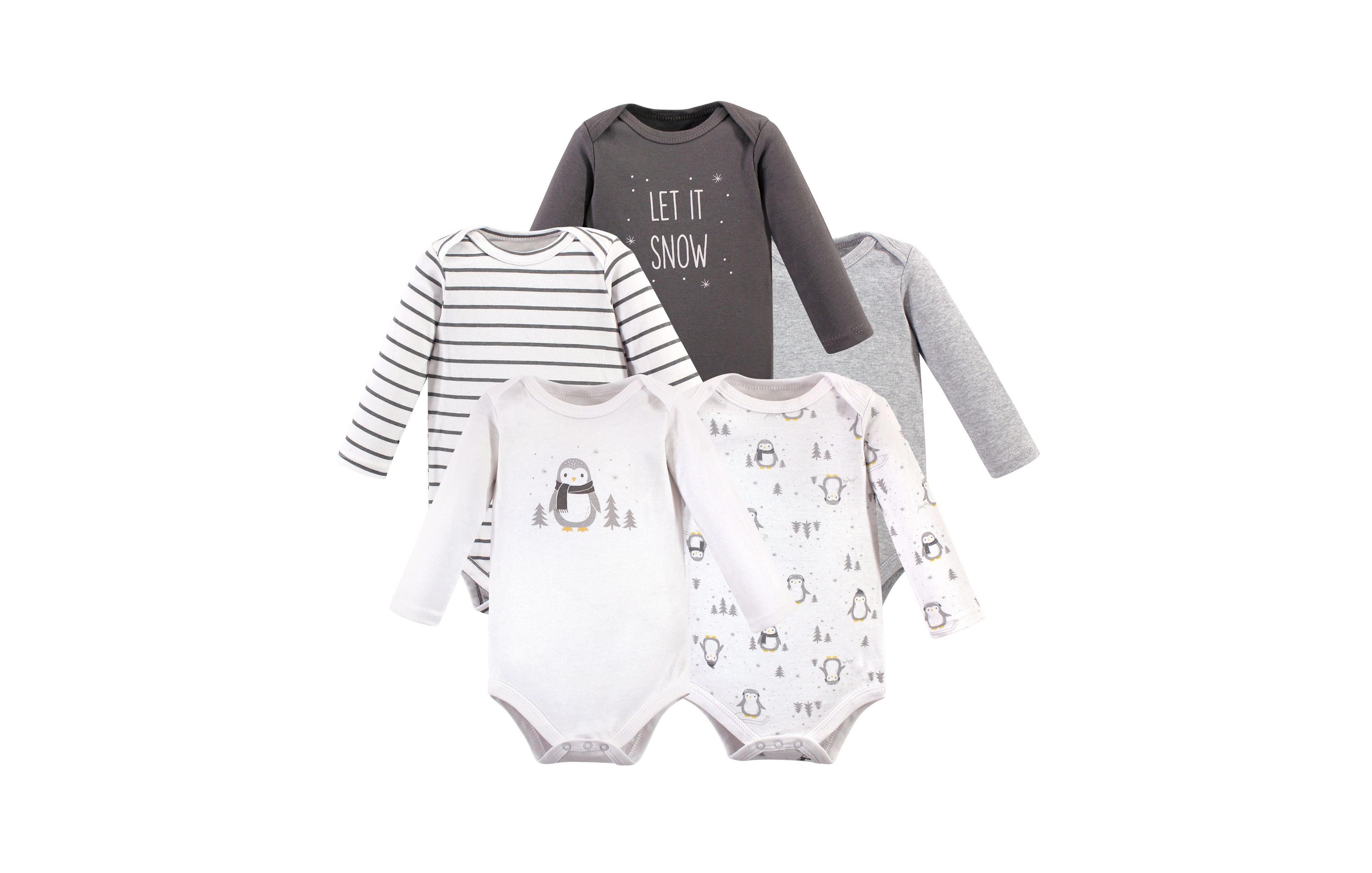 Hudson Baby Soft Cotton Long-Sleeve Bodysuit 5Pk