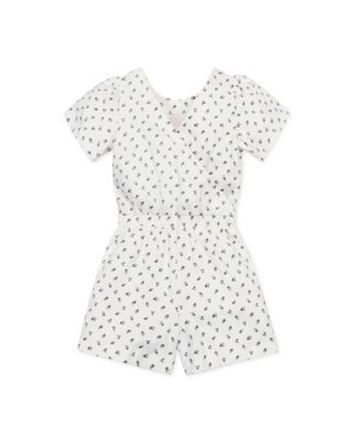 Little Girls Organic Flutter Sleeve Wrap Back Knit Romper