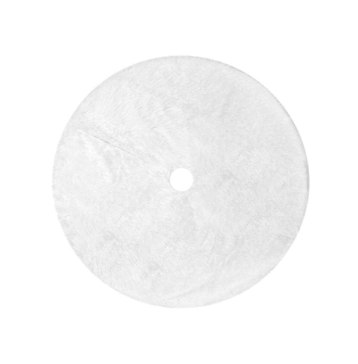 48inch Faux Fur Christmas Tree Skirt - white