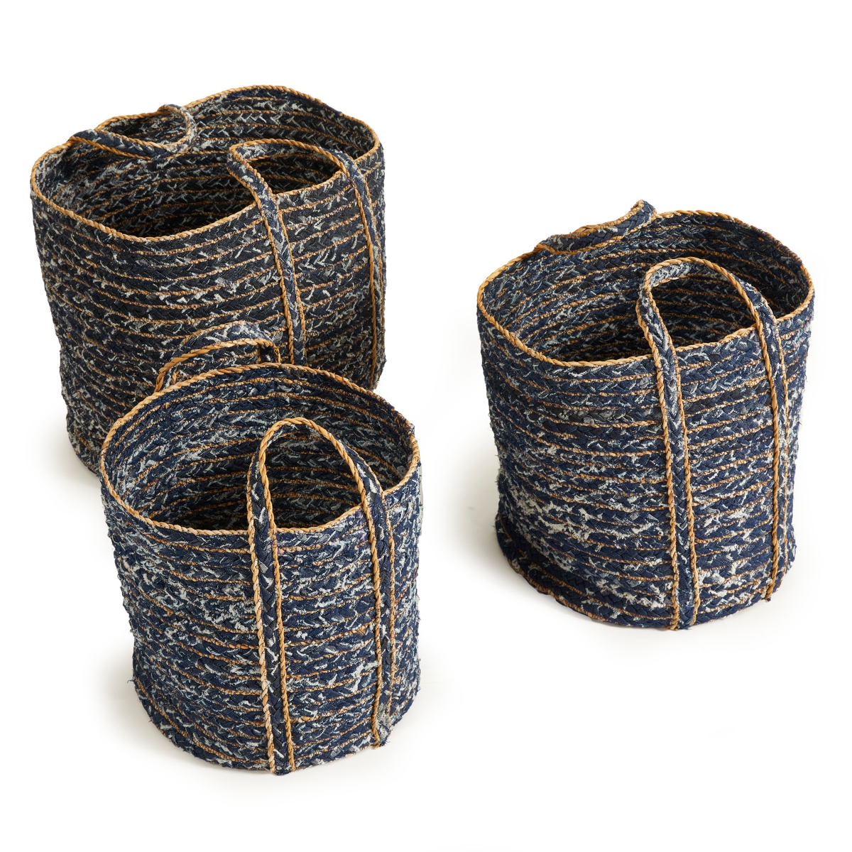 Denim Round Baskets Set of 3 - Blue