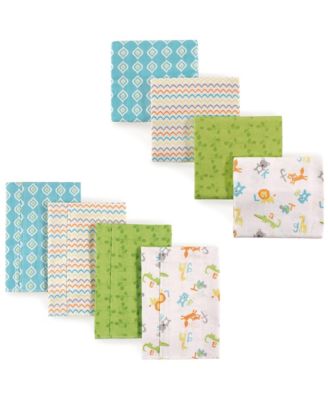 Luvable Friends Boys Comfortable Cotton Flannel 8-Piece Collection Receiving Blankets Burp Cloths - Abc 35$