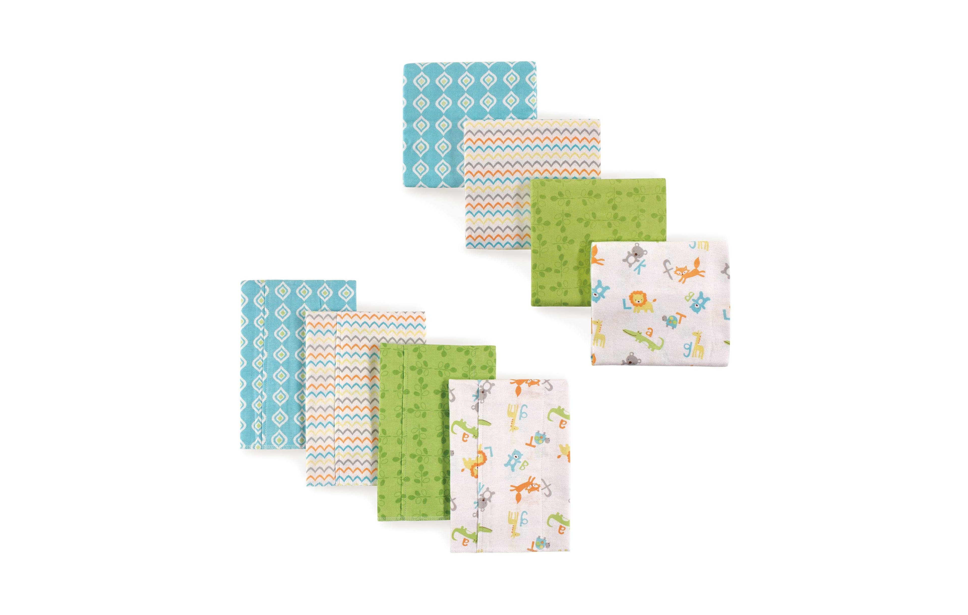 Luvable Friends Boys Comfortable Cotton Flannel 8-Piece Collection Receiving Blankets & Burp Cloths