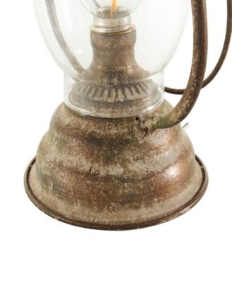17" Metal  Distressed Antique Style Lantern Accent Lamp