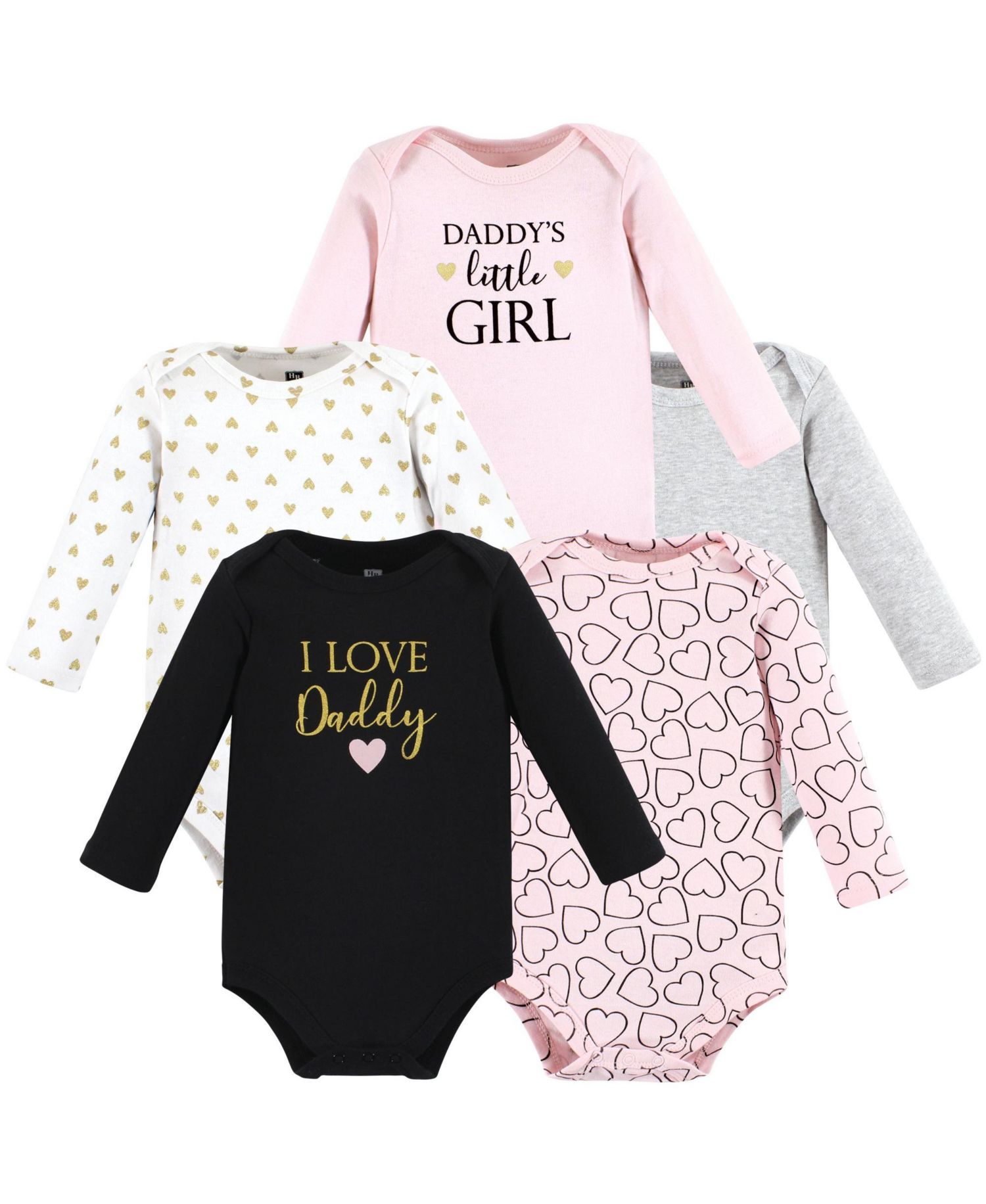 Baby Girls Hudson Cotton Long-Sleeve Bodysuits 5-Pack
