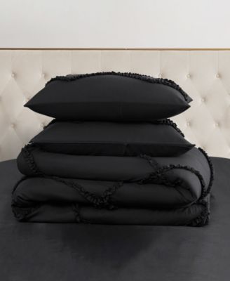 Diamond Ruffle 3 Piece Reversible Comforter Set, Full/Queen