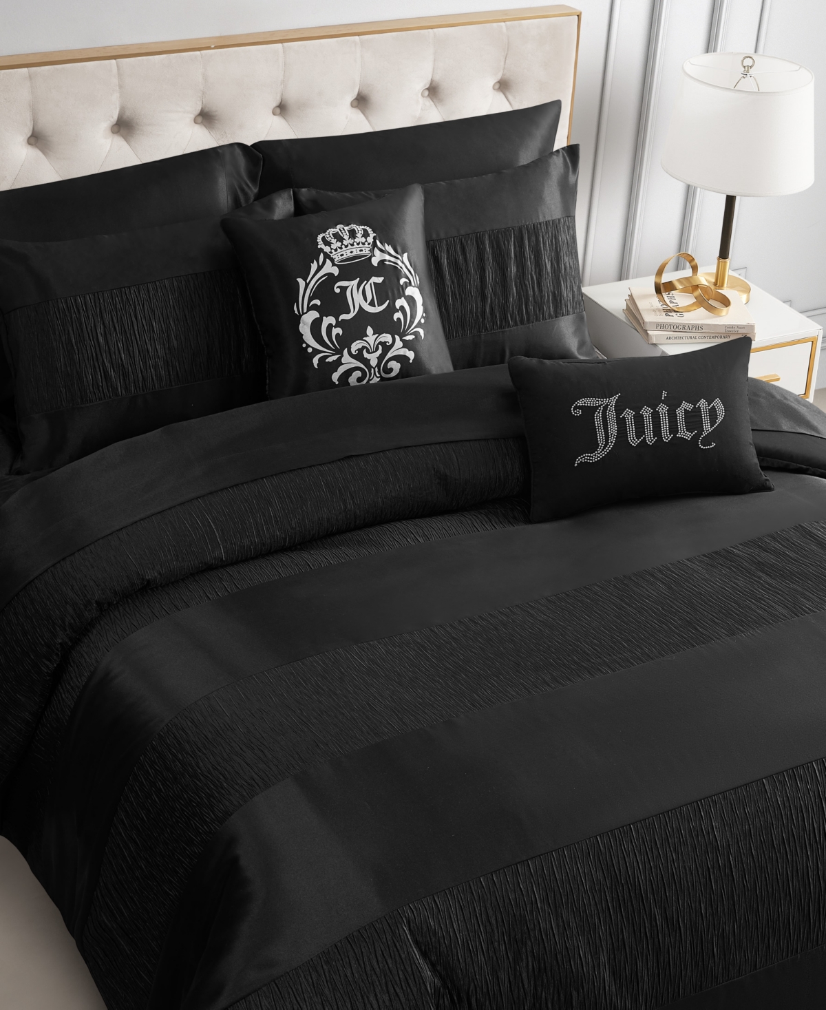 Shop Juicy Couture Glam Night Stripe 4-pc. Duvet Cover Set, Full/queen In Black